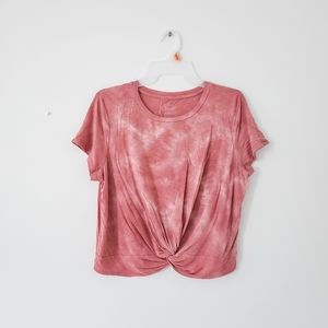 Aerie real soft tie dye front tie shirt sz large